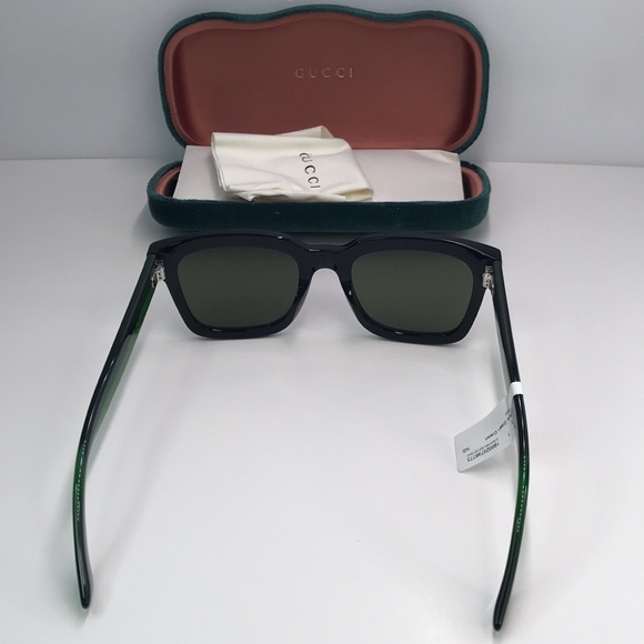 New Authentic GUCCI GG0001SN 002 Black/Green 52-21-145 Sunglasses - Picture 9 of 16